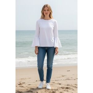 Banana Republic White Designer Tee Bell Sleeve Cotton Modal‎ Casual Top XS